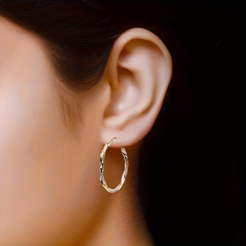 Copper Nickel Twist Hoop Earrings for Women
